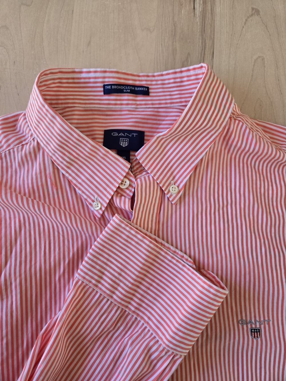 Gant Men’s Pink and White Striped Button-Down Shirt